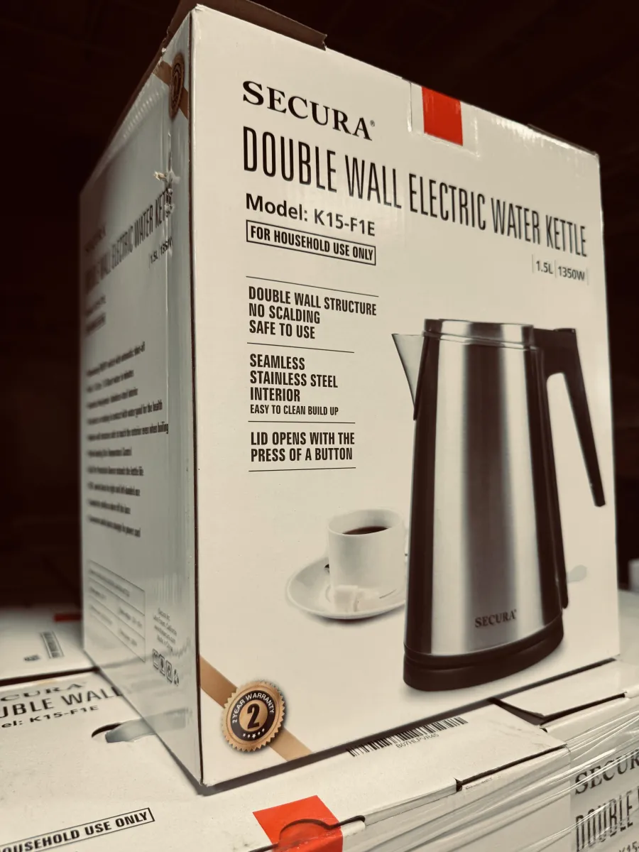 Secura Stainless Steel Electric Kettle Double Wall Double Wall