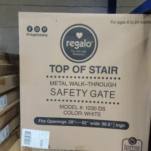 Regalo Top of Stairs Metal Pet Gate with Banister Kit, 2" L X 43" W X 30.5" H